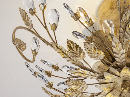 Plafoniera lux clasica rotunda aurie Nessa Ø 45 cm, metal cu cristale, 481541 - Schuller [5]