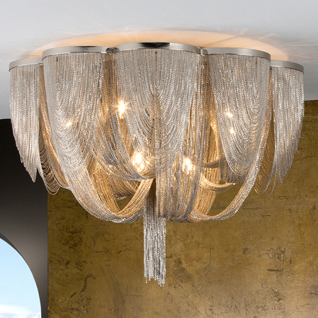Plafoniera lux extravaganta nichelata Naja Ø 45/68 cm, lanturi metalice, 872593 - Schuller [2]