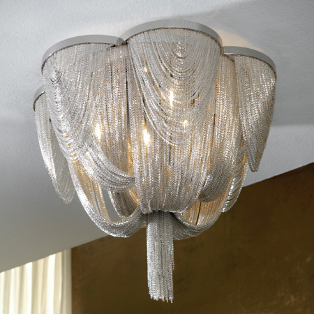 Lustre - Plafoniera lux extravaganta nichelata Naja Ø 45/68 cm, lanturi metalice, 872593 - Schuller