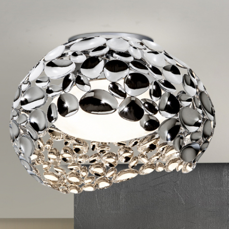 Lichidare stoc - Plafoniera lux moderna crom/alb/aur roz Daria, Ø 47 cm, metal, 266866 - Schuller