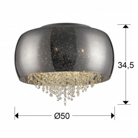 Plafoniera lux rotunda crom Eva Ø 50 cm, sticla suflata si cristale, 618318 - Schuller [1]