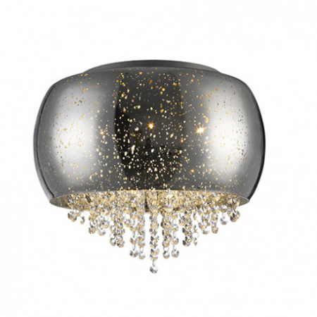 Plafoniera lux rotunda cupru/crom Eva Ø 40 cm, sticla suflata si cristale, 618271 - Schuller [3]