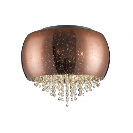 Plafoniere LED - Plafoniera lux rotunda cupru/crom Eva Ø 40 cm, sticla suflata si cristale, 618271 - Schuller