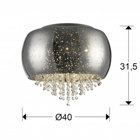 Plafoniera lux rotunda cupru/crom Eva Ø 40 cm, sticla suflata si cristale, 618271 - Schuller [4]
