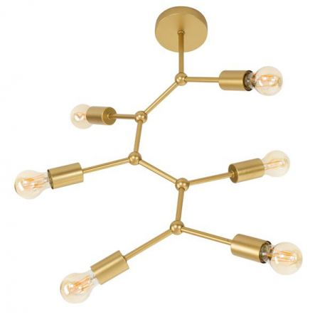 Plafoniere LED - Plafoniera moderna aurie cu 6 brate Sinjin, Ø 60 cm, metal, 9404076 - Novaluce