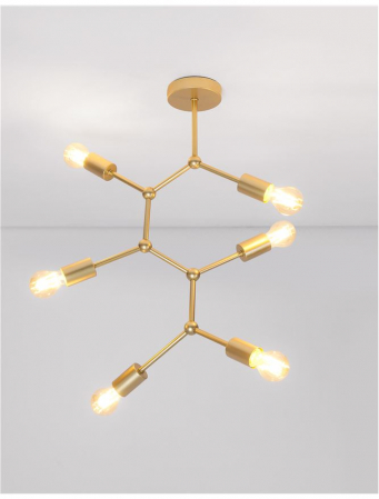 Plafoniera moderna aurie cu 6 brate Sinjin, Ø 60 cm, metal, 9404076 - Novaluce [2]
