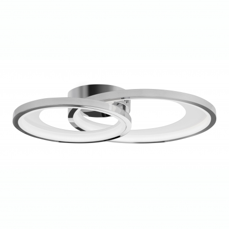 Promotii - Plafoniera moderna crom Melin 57x42 cm LED dimabil, forma rotunda doua cercuri, 9180301 - Novaluce