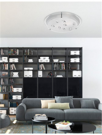 Plafoniera moderna rotunda alba Temito Ø 32/42 cm, abajur din sticla cu cristale, 697001 - Novaluce [5]