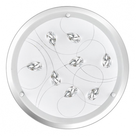 Plafoniera moderna rotunda alba Temito Ø 32/42 cm, abajur din sticla cu cristale, 697001 - Novaluce [1]
