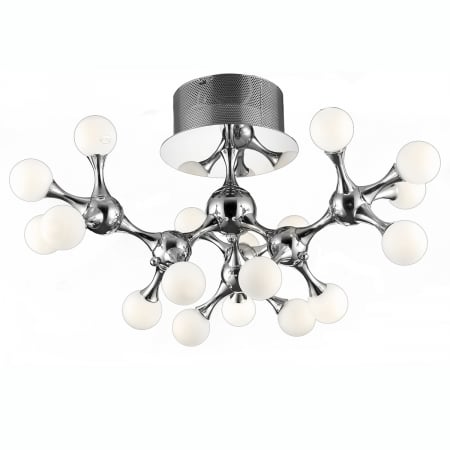 Plafoniere LED - Plafoniera moderna Zaida cu 18 becuri, abajur alb rotund sticla, suport metal crom, AZ 0553 - Azzardo