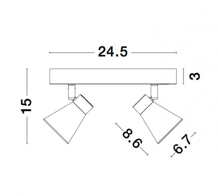 Plafoniera neagra/alba liniara Zena, din metal, cu 2 spoturi ajustabile, 9155812 - Novaluce [6]