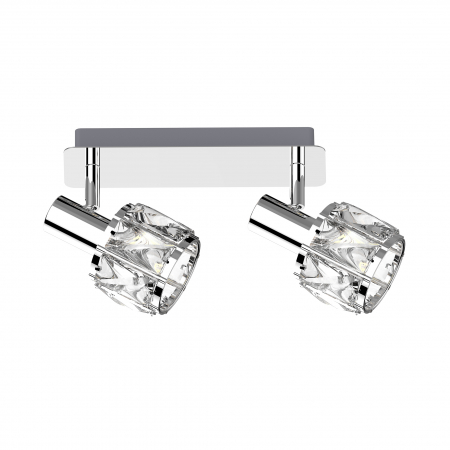 Promotii - Plafoniera liniara glam crom NIASA cu abajur cristal, 2 becuri, 003064-009922 - Zumaline