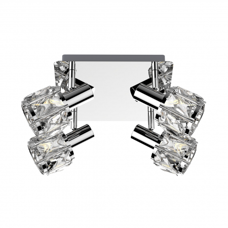 Plafoniere LED - Plafoniera glam crom NIASA cu abajur cristal, 4 becuri, 003064-009924 - Zumaline