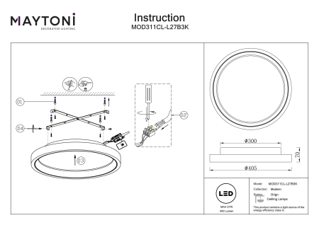Plafonieră Origin, Metal Negru, 27W, MAYTONI MOD311CL-L27B3K [5]
