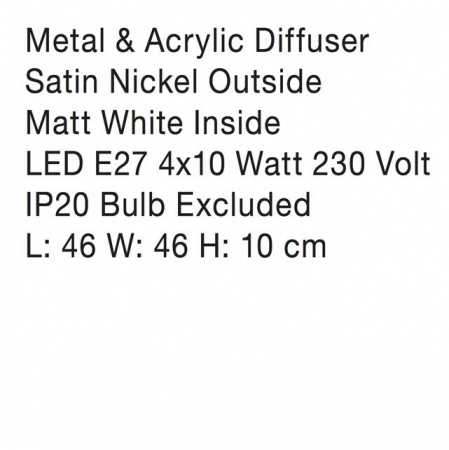 Plafoniera patrata diverse culori Sisko 36x36/46x46 cm, din metal, 866602 - Novaluce [17]