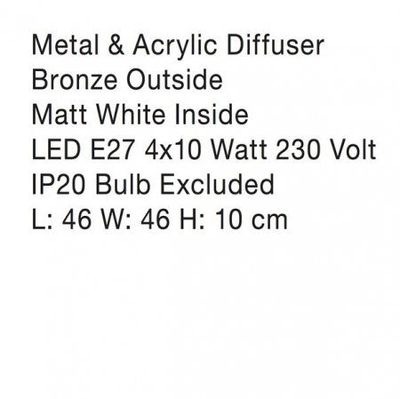 Plafoniera patrata diverse culori Sisko 36x36/46x46 cm, din metal, 866602 - Novaluce [12]
