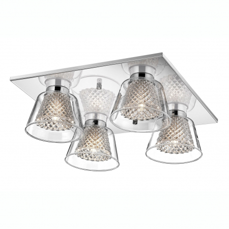 Promotii - Plafoniera patrata eleganta Boncan 32x32 cm, 4xG9 sticla transparenta, metal crom, 1300301304 - Novaluce