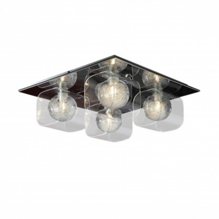 Promotii - Plafoniera premium patrata Melina, 42x42 cm, 4 abajururi duble sticla, 506736 - Schuller