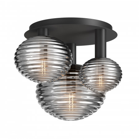 Plafoniere LED - Plafoniera Reels MOD268CL-03B, 3xE27, neagra+fumurie, IP20, Maytoni