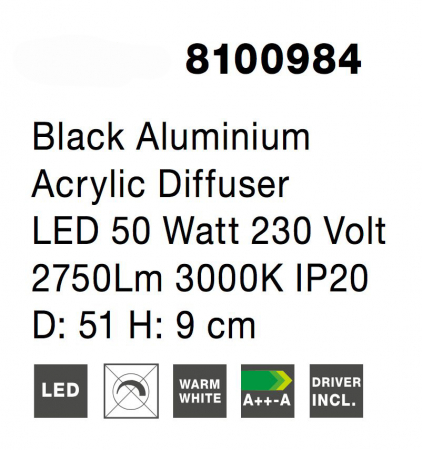 Plafoniera rotunda alba/neagra LED Anat 41/51/61 cm, design modern minimalist, 8100982 - Novaluce [13]
