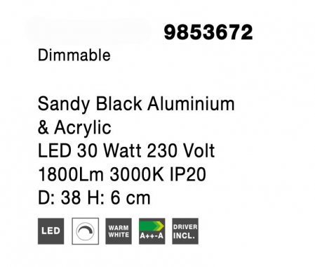 Plafoniera rotunda dimabila LED alba/neagra Naye 38/48/58 cm, design minimalist, 9853671 - Novaluce [10]