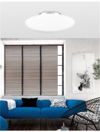 Plafoniera rotunda din sticla alba Zora Ø 42/50/60 cm, metal cromat, 620441 - Novaluce [1]