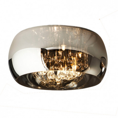 Plafoniere LED - Plafoniera dimabila rotunda lux crom Paloma Ø 40/50 cm, din sticla, stil Murano, cu telecomanda, 507939D - Schuller
