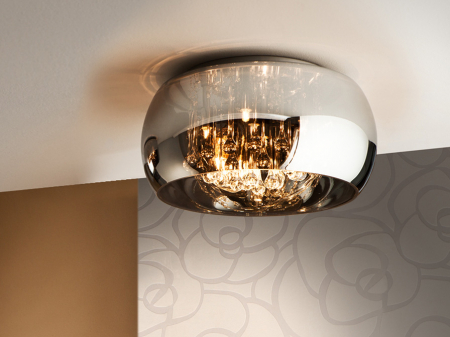 Plafoniera dimabila rotunda lux crom Paloma Ø 40/50 cm, din sticla, stil Murano, cu telecomanda, 507939D - Schuller [1]