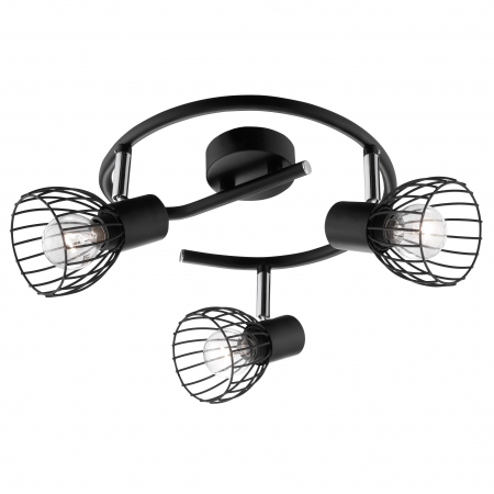 Promotii - Plafoniera rotunda neagra cu 3 surse de lumina Jema, din metal, 770012 - Novaluce