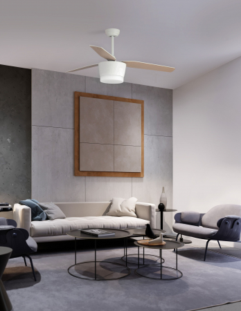 Plafoniera ventilator LED alb/maro Hema, baza din otel, lame din lemn, inaltime reglabila, 5260251 - Novaluce [8]