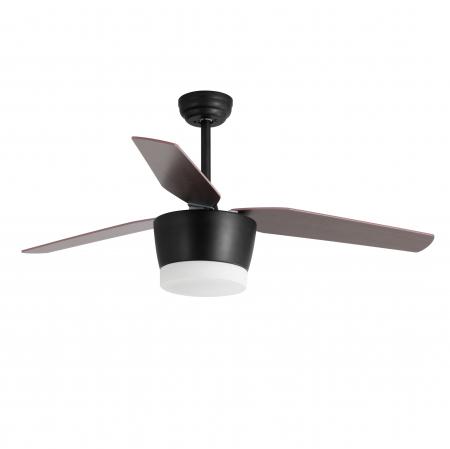 Plafoniera ventilator LED alb/maro Hema, baza din otel, lame din lemn, inaltime reglabila, 5260251 - Novaluce [0]