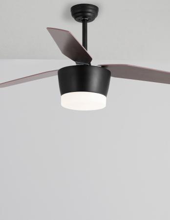 Plafoniera ventilator LED alb/maro Hema, baza din otel, lame din lemn, inaltime reglabila, 5260251 - Novaluce [2]