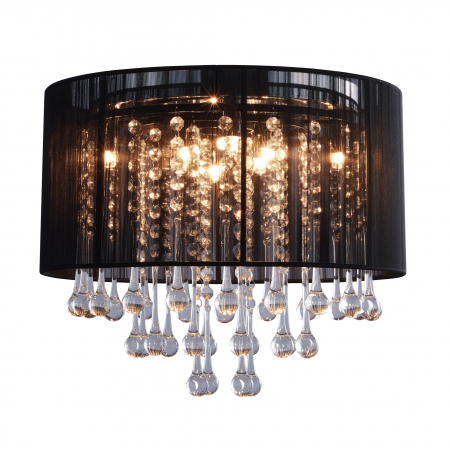 Plafoniere LED - Plafoniera rotunda VERONA Ø40 cm abajur textil negru, detalii cristal, 003064-009042 - Zumaline