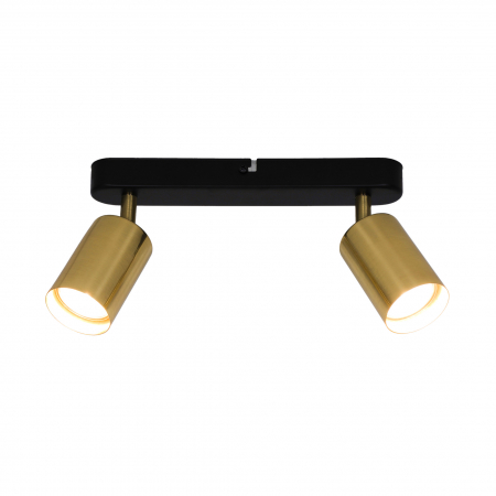 Plafoniere LED - Plafoniera moderna liniara negru/auriu VILA 26 cm, 2 spoturi aurii reglabile, 003064-016845 - Zumaline