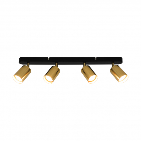 Promotii - Plafoniera moderna liniara negru/auriu VILA 55 cm, 4 spoturi aurii reglabile, 003064-016847 - Zumaline
