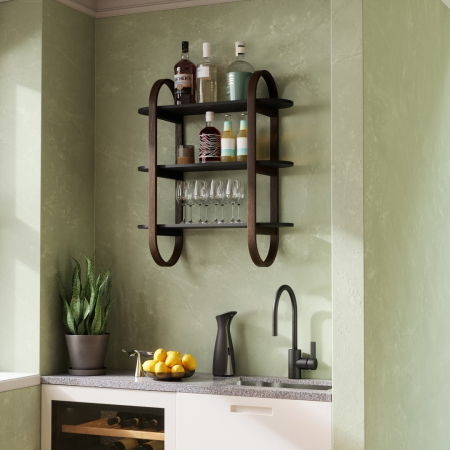 Poliță Bellwood 65x24x75 cm, Lemn Negru Nuc - Umbra [2]