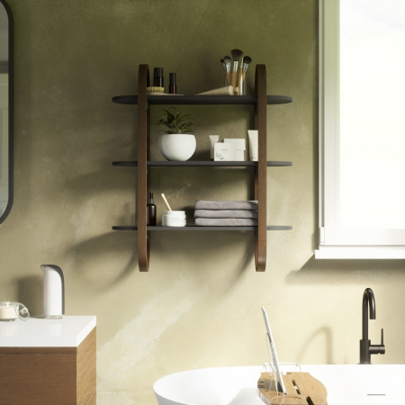 Poliță Bellwood 65x24x75 cm, Lemn Negru Nuc - Umbra [3]