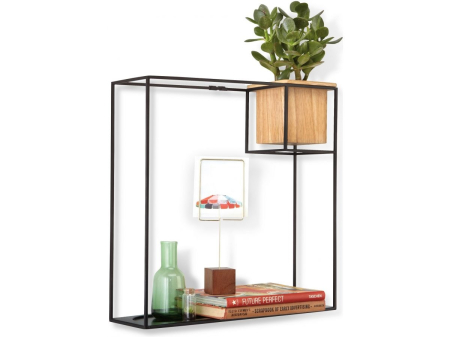 Produse - Poliță Cubist Large 38x11x38 cm, Metal și Lemn Negru - Umbra