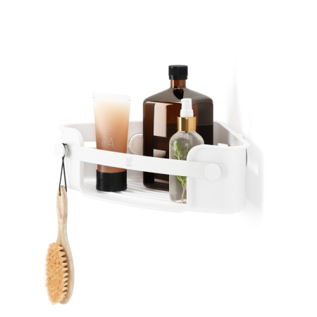 Produse - Poliță de Colț pentru Duș Flex Adhesive 30x9x19 cm, Alb - Umbra