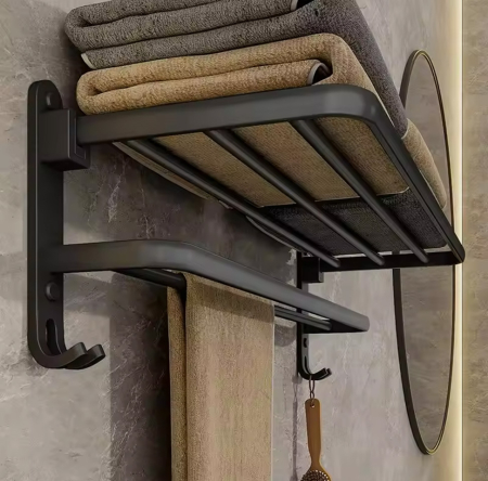 Poliță de Duș Bilia 48x20x25 cm, Metal Neagră Mat - SHP [2]