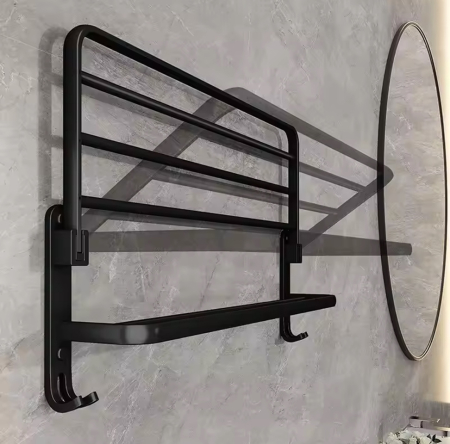 Poliță de Duș Bilia 48x20x25 cm, Metal Neagră Mat - SHP [5]