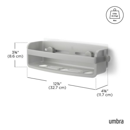 Poliță de Duș Flex 33x12x9 cm, 85% Material Plastic Provenit din Reciclare Gri - Umbra [6]