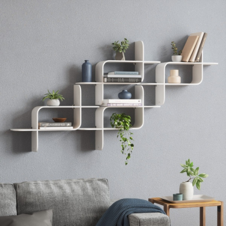 Poliță din Lemn Natural Îndoit Alb, 62x16x47cm, Umbra 1017571-660 [6]