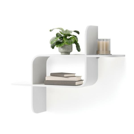 Produse - Poliță din Lemn Natural Îndoit Alb, 62x16x47cm, Umbra 1017571-660