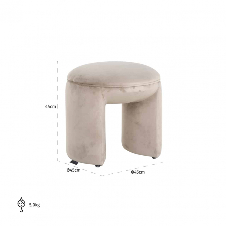 Pouf din catifea kaki Fargo (Quartz Khaki 903), S4548 KHAKI VELVET - Richmond Interiors [3]