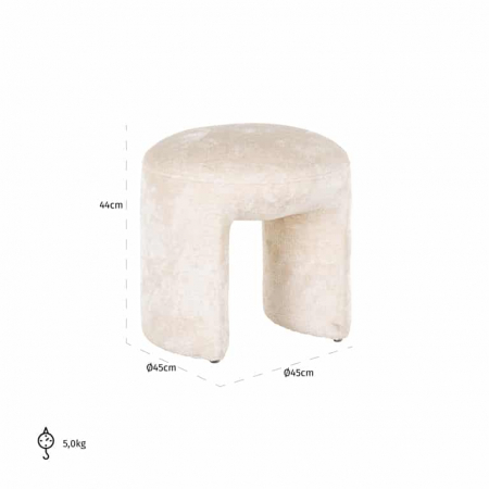 Pouffe Fargo chenille alb (Bergen 900 chenille alb), S4548 WHITE CHENILLE - Richmond Interiors [3]