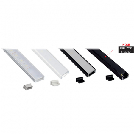 Profil LED 3m negru - diffuser negru [2]