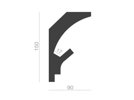 Profil pentru banda LED din polistiren extrudat acoperit cu rasina minerala KD205 - 15x9x115 cm [1]