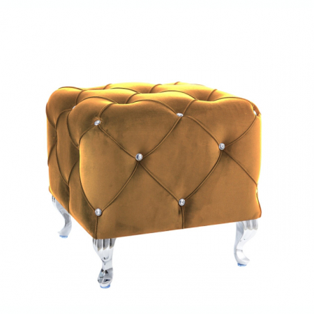 Pufuri & tabureti - Puf Chaim 50x50 cm catifea/picioare metalice, diverse culori, tapiterie matlasata, stil baroc, HESTIAKV68S - Signal