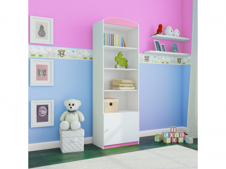 Raft carti copii Babydrean MDF alb/roz,albastru/verde, 187x46 cm [0]